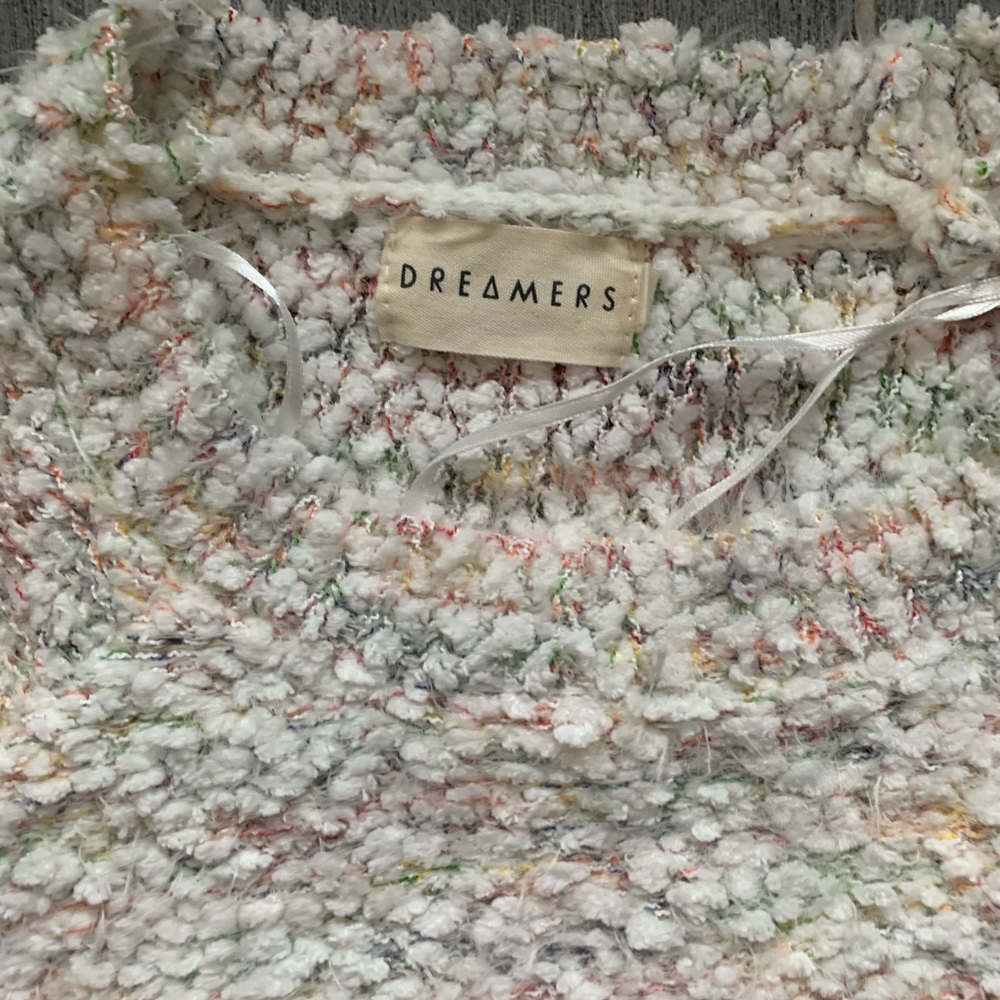 Dreamers fuzzy sweater white pink soft small - Picture 2 of 3
